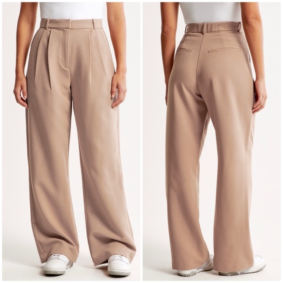 Abercrombie & Fitch Pants - Abercrombie & Fitch Sloane Tailored Pants Size 10 Tan Wide Leg Size 30